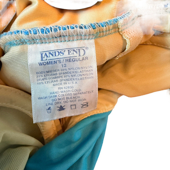 Lands End Sz 12 One Piece Tank Swimsuit Ruched Support Simming Beach Cruise - Picture 3 of 9